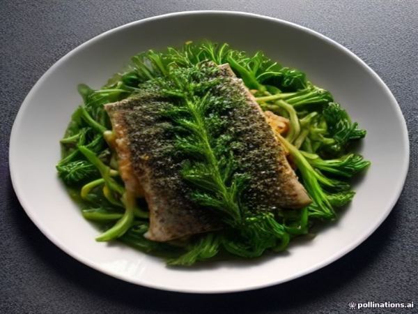 Pan-Seared Striped Bass with Charred Broccolini, Black Garlic Beurre Blanc & Crispy Sage Breadcrumb Dust