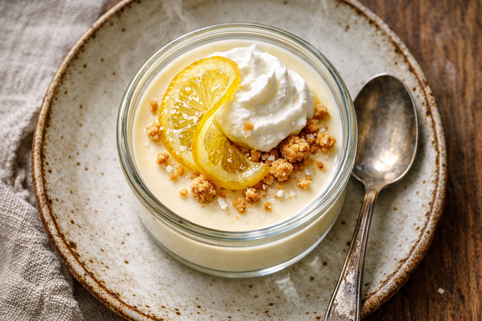 Panna Cotta al Limoncello with Candied Lemon & Amaretti