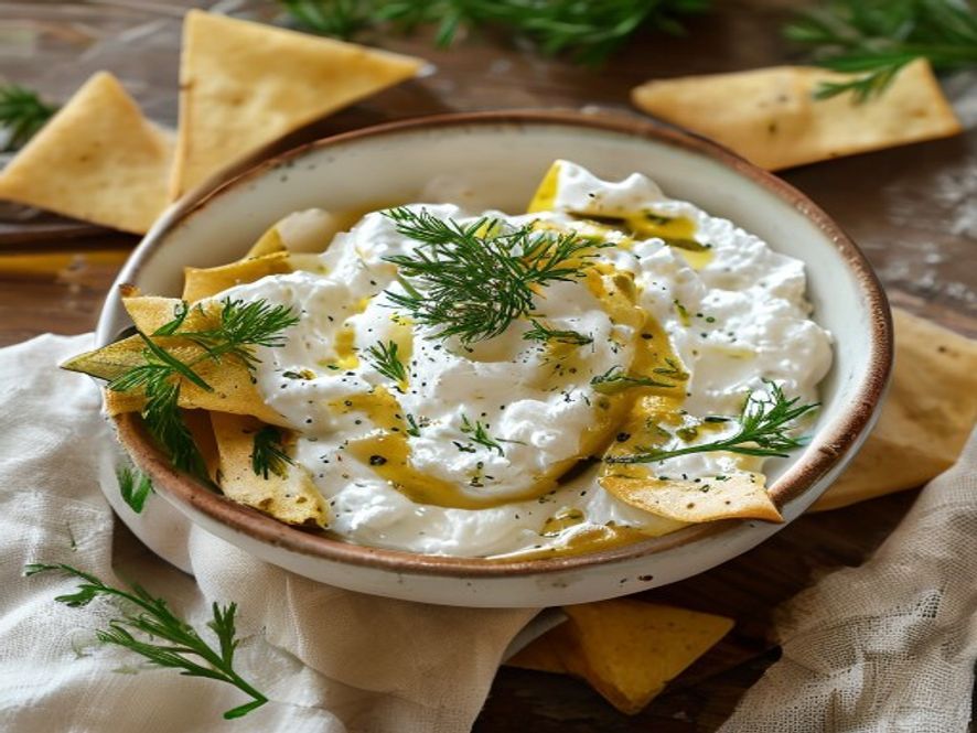 Whipped Feta & Roasted Red Pepper Dip with Crispy Pita Chips