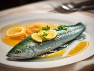 Pan-Roasted Branzino en Papillote with Romesco Essence, Charred Haricots Verts & Saffron Beurre Blanc