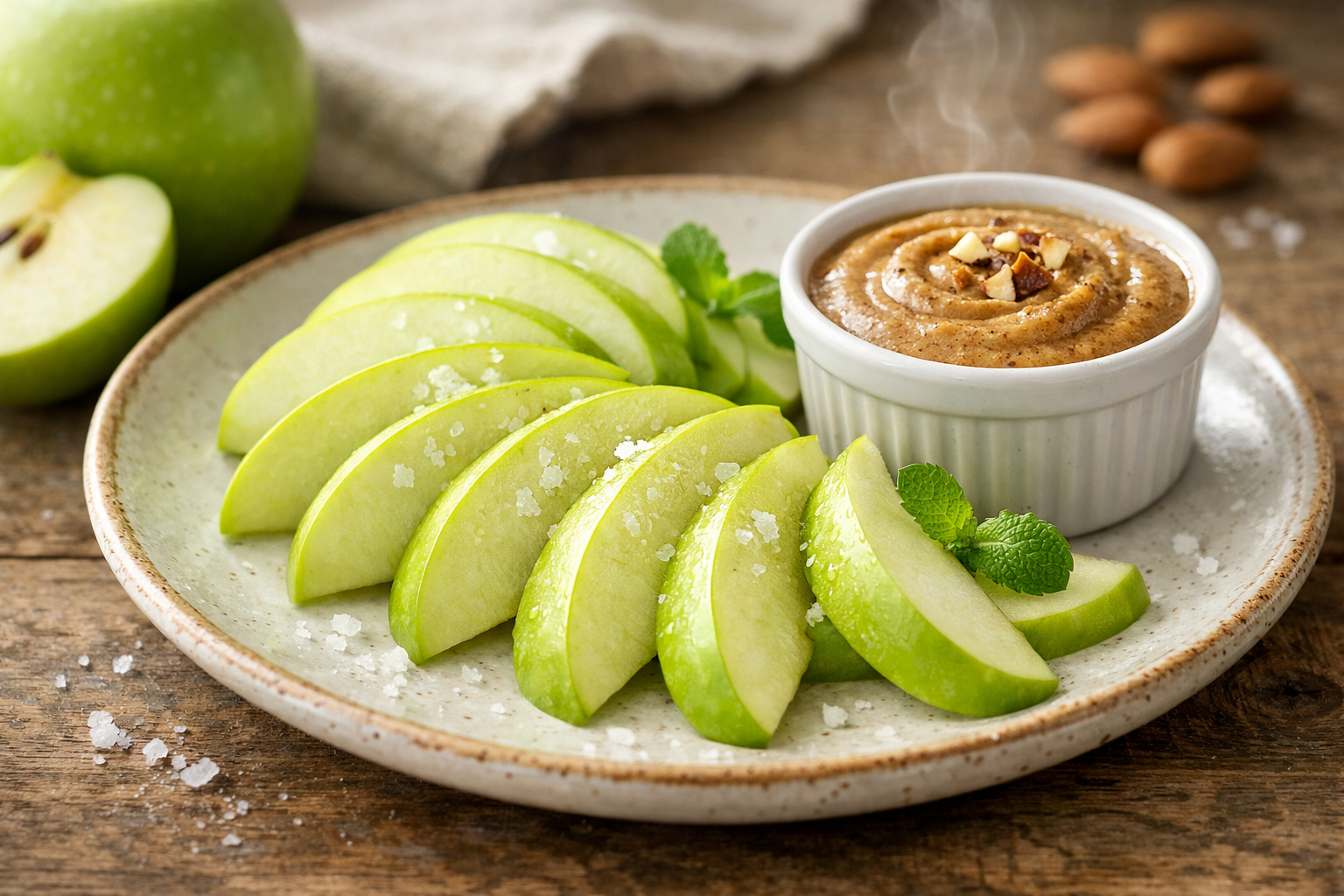 Apple Slices with Almond Butter & Sea Salt