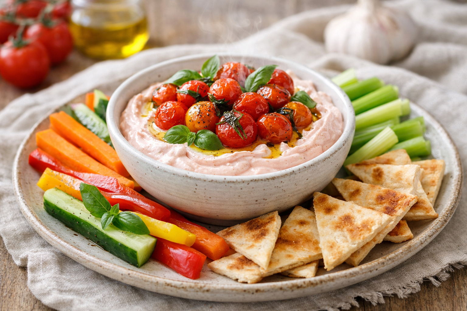 Whipped Feta Dip with Charred Tomato and Basil