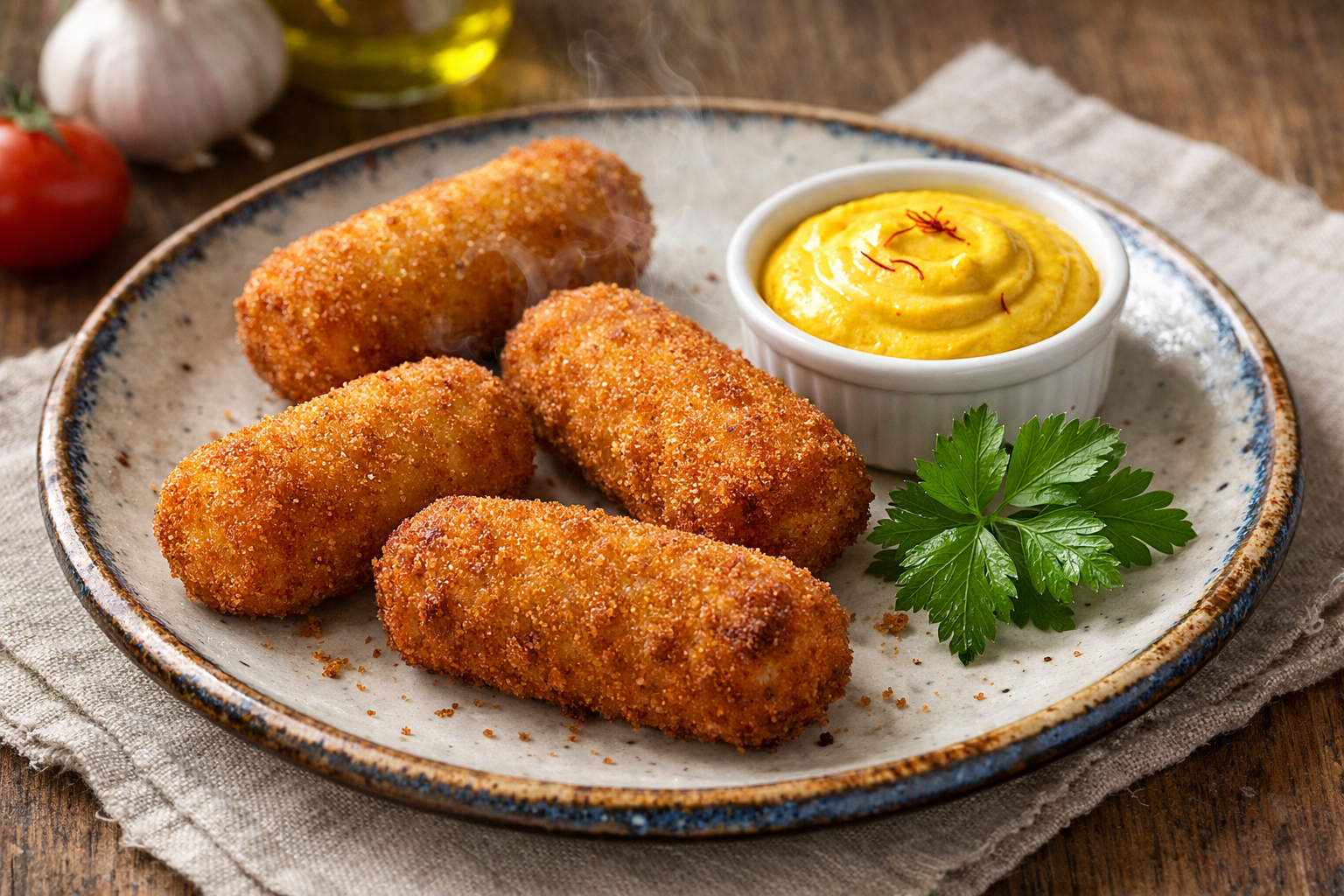 Crispy Croquetas de Jamón with Saffron Aioli